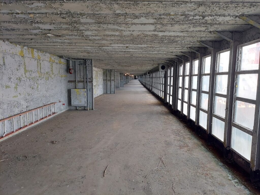 Inside view of the SS United States with all of her furnishings removed