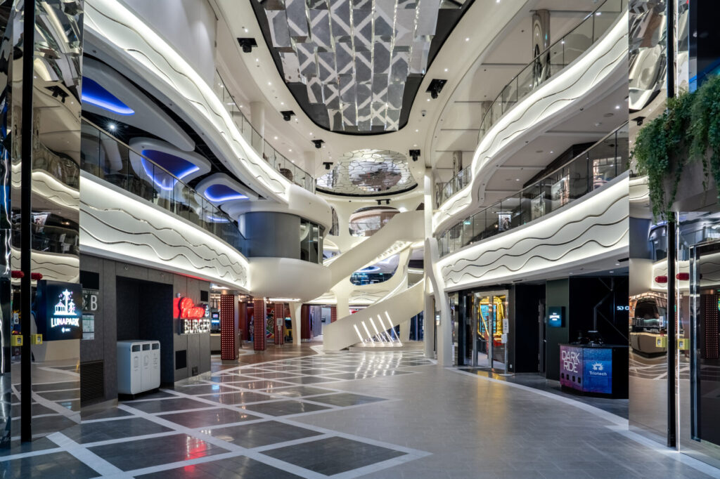 View of the World Galleria district aboard the MSC World Europa