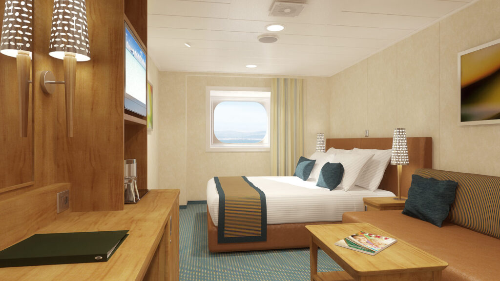 ocean view stateroom on a Carnival cruise ship