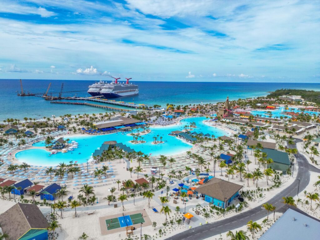 Carnival Glory and Carnival Conquest docked at Celebration Key