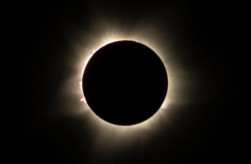Dramatic total solar eclipse with corona captured in Exmouth, Australia.